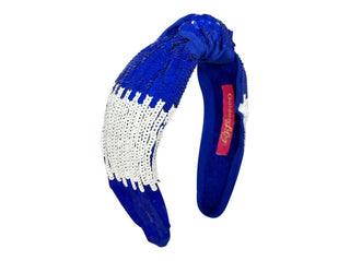 Headband Knot - Blue and White Color Block - Boutique Bella BellaDistress