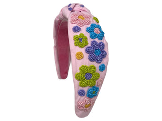 Headband Knot - Flower Power Pink with Multi Colored - Boutique Bella BellaDistress