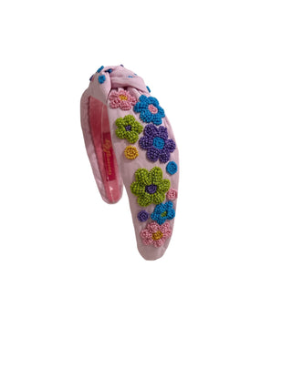 Headband Knot - Flower Power Pink with Multi Colored - Boutique Bella BellaDistress