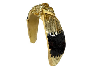 Headband Knot - Gold with Black and Gold Color Block Sequin - Boutique Bella BellaDistress