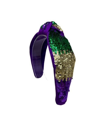 Headband Knot - Mardi Gras Color Block - Boutique Bella BellaDistress