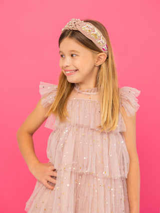 Headband Knot - Nude with Sequin Butterflies - Boutique Bella BellaDistress