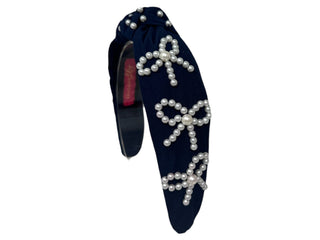 Headband Knot - Pearl Bow - Navy - Boutique Bella BellaHair Accessories