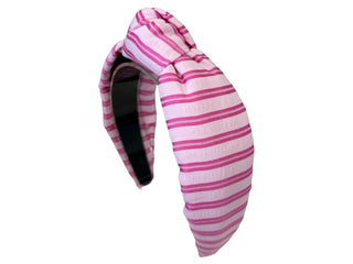 Headband Knot - Pink Seersucker Stripe - Boutique Bella BellaDistress