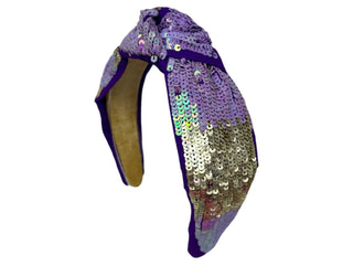 Headband Knot - Purple and Gold Color Block - Boutique Bella BellaDistress