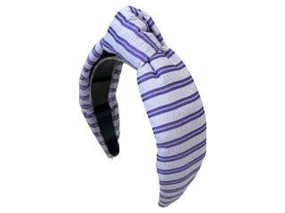 Headband Knot - Purple Seersucker Stripe - Boutique Bella BellaDistress