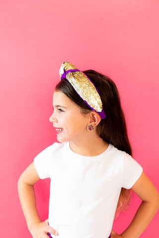Headband Knot - Purple Sequin - Boutique Bella BellaDistress