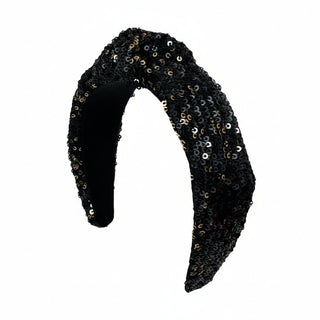 Headband Knot - Sequin Black and Gold Mix - Boutique Bella BellaDistress