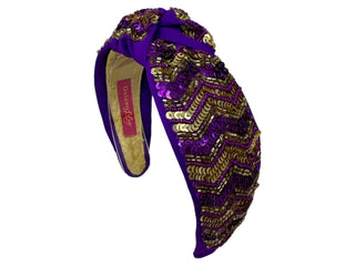 Headband Knot - Sequin Chevron - Purple and Gold - Boutique Bella BellaDistress