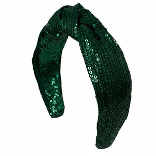Headband Knot - Sequin - Hunter Green - Boutique Bella BellaDistress