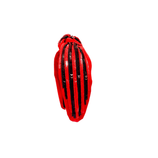 Headband Knot - Sequin Stripe - Red and Black - Boutique Bella BellaDistress