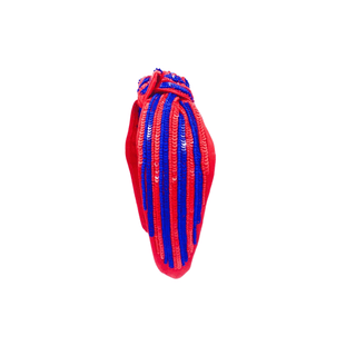 Headband Knot - Sequin Stripe - Red and Blue - Boutique Bella BellaDistress