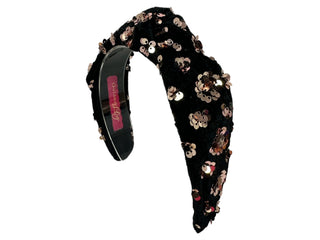 Headband Knot - Velvet and Rose Gold Sequin Dot - Boutique Bella BellaDistress