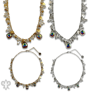 Heart and bead charm fringe necklace with crystal from Swarovski® - Boutique Bella BellaNecklaces