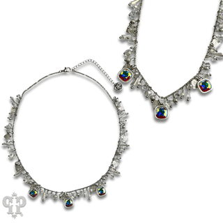 Heart and bead charm fringe necklace with crystal from Swarovski® - Boutique Bella BellaNecklaces