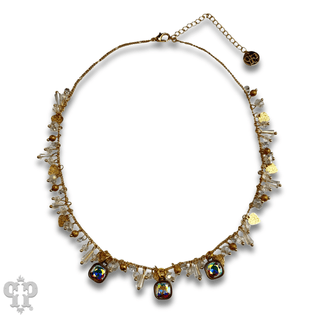 Heart and bead charm fringe necklace with crystal from Swarovski® - Boutique Bella BellaNecklaces