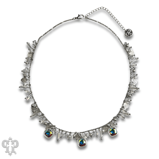 Heart and bead charm fringe necklace with crystal from Swarovski® - Boutique Bella BellaNecklaces
