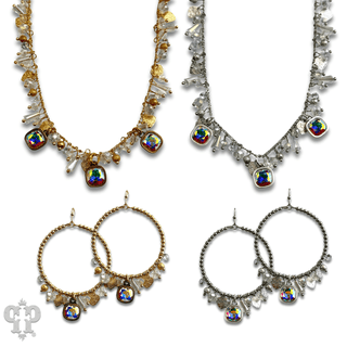 Heart and bead charm fringe necklace with crystal from Swarovski® - Boutique Bella BellaNecklaces