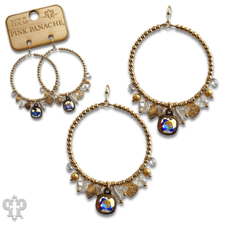 Heart and variety bead charm earring with Austrian crystal - Boutique Bella BellaEarrings