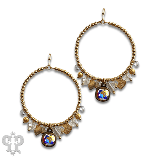 Heart and variety bead charm earring with Austrian crystal - Boutique Bella BellaEarrings