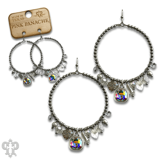 Heart and variety bead charm earring with Austrian crystal - Boutique Bella BellaEarrings