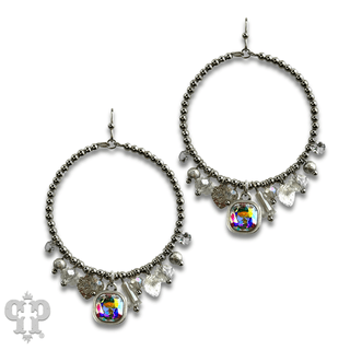 Heart and variety bead charm earring with Austrian crystal - Boutique Bella BellaEarrings