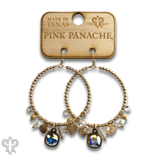 Heart and variety bead charm earring with Austrian crystal - Boutique Bella BellaEarrings