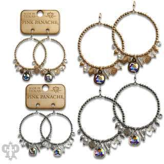 Heart and variety bead charm earring with Austrian crystal - Boutique Bella BellaEarrings