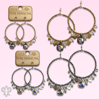 Heart and variety bead charm earring with Austrian crystal - Boutique Bella BellaEarrings