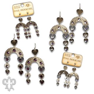 Heart charm and arch earring with Austrian crystal - LC - Boutique Bella BellaEarrings