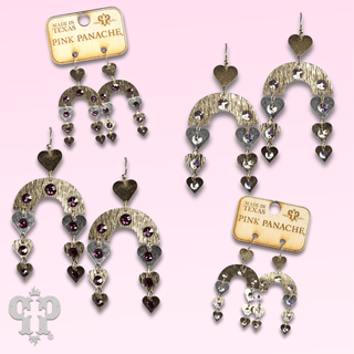 Heart charm and arch earring with Austrian crystal - LC - Boutique Bella BellaEarrings