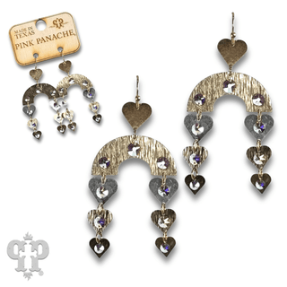 Heart charm and arch earring with Austrian crystal - LC - Boutique Bella BellaEarrings