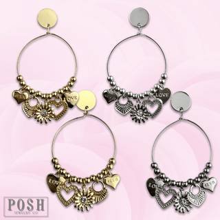 Heart charm earring - Boutique Bella BellaEarrings