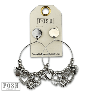 Heart charm earring - Boutique Bella BellaEarrings