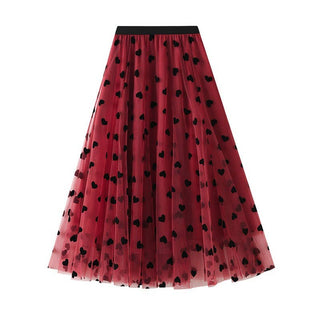 Heart Print Tulle Midi Skirt - Boutique Bella BellaSkirt