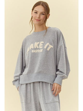 Heather Grey Make It Happen Sweatshirt - Boutique Bella BellaSweatshirt