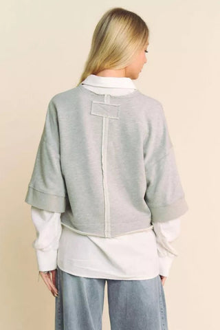 Heather Grey Sweatshirt - Boutique Bella BellaButton - Up