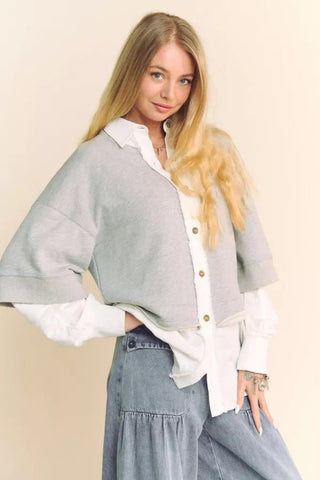 Heather Grey Sweatshirt - Boutique Bella BellaButton - Up