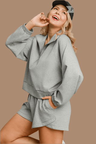 Heather Luxeknit Half Zip Sweatshirt - Boutique Bella Bella