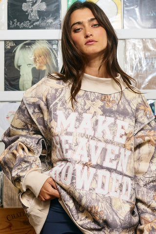 Heaven Bound & Camo Crowned Mockneck - Boutique Bella BellaSweatshirt