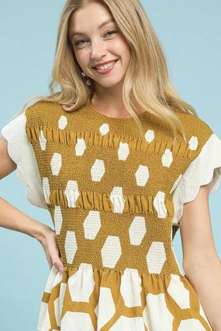 Hexagon Peplum Top - Boutique Bella BellaBLOUSE