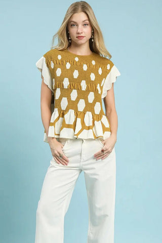 Hexagon Peplum Top - Boutique Bella BellaBLOUSE