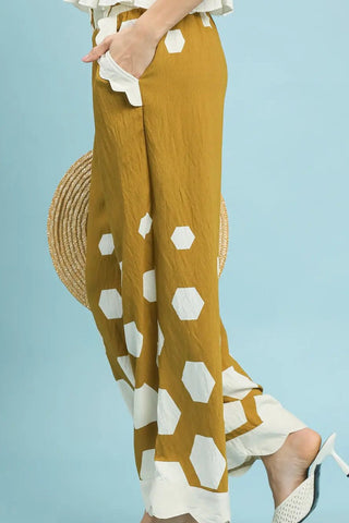 Hexagon Print Wide Leg Pants - Boutique Bella BellaPants