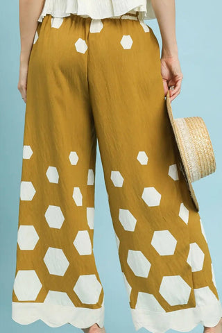 Hexagon Print Wide Leg Pants - Boutique Bella BellaPants