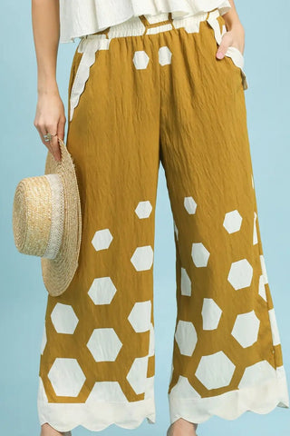 Hexagon Print Wide Leg Pants - Boutique Bella BellaPants