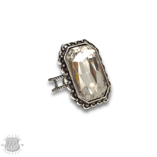 Hexagon silver and rhinestone ring - Boutique Bella BellaRings