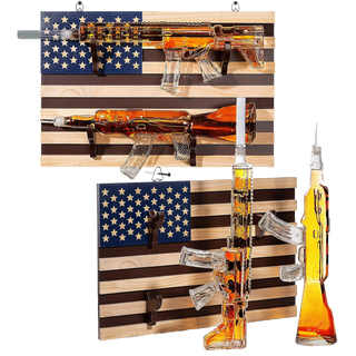 2 Gun Whiskey Decanters Set Ar15 And Ak47 Gun Decanter 1000ML American Flag Wall Rack By The Wine Sa