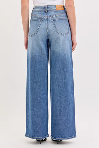 High Rise Studded Wide Leg - Boutique Bella BellaJeans