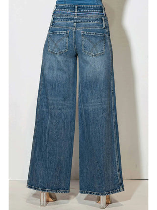 High - Rise Wide Leg Jeans with Double Waist - Boutique Bella BellaJeans