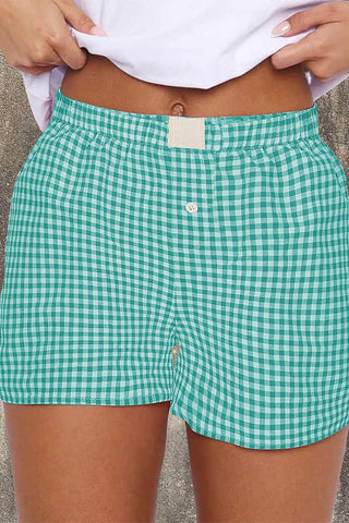 High Waist Plaid Shorts - Green - Boutique Bella BellaBoxer Shorts